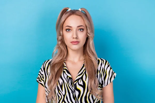 Portrait Pretty Focused Concentrated Young Girl Calm Face Wear Zebra — Stock Photo, Image