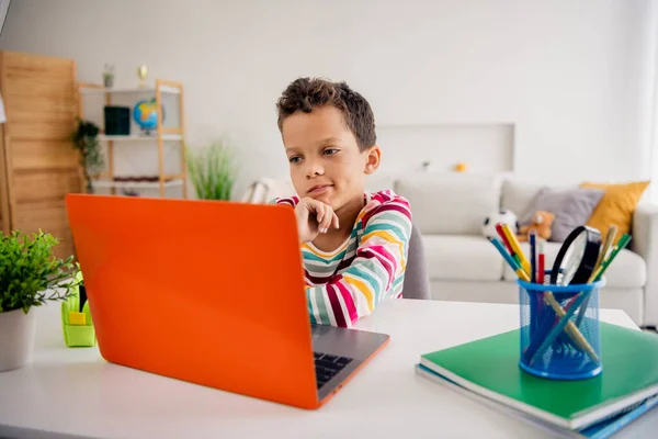 Enfant avec un ordinateur portable Photo stock libre - Public