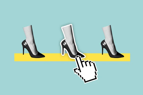 Bildplakat Collage Von Vielfalt Stilvolle High Heels Schuhe Verschiedene Größe — Stockfoto