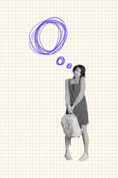 Creatief Abstract Template Collage Van Gestresste Depressieve Vrouwelijke Leerling Schoolmeisje — Stockfoto
