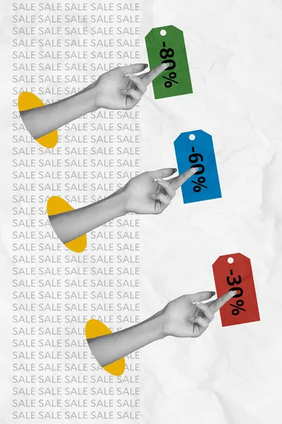 Banner Schets Collage Van Mensen Betalen Met Kortingsbon Herfst Zwart — Stockfoto