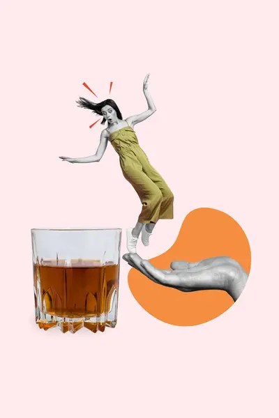 Blog Fényképezés Collage Template Funny Young Girl Fall Glass Cognac — Stock Fotó