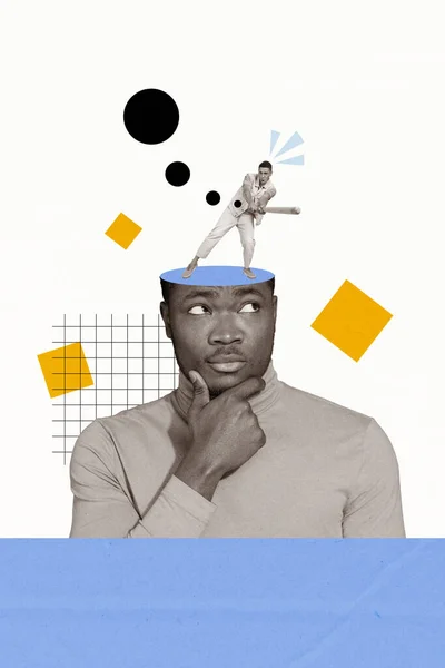 Verticale Collage Foto Van Mini Zwart Witte Kleuren Guy Spelen — Stockfoto