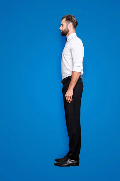Full Size Fullbody Half Face Portrait Handsome Trendy Croupier White — Stock Photo, Image