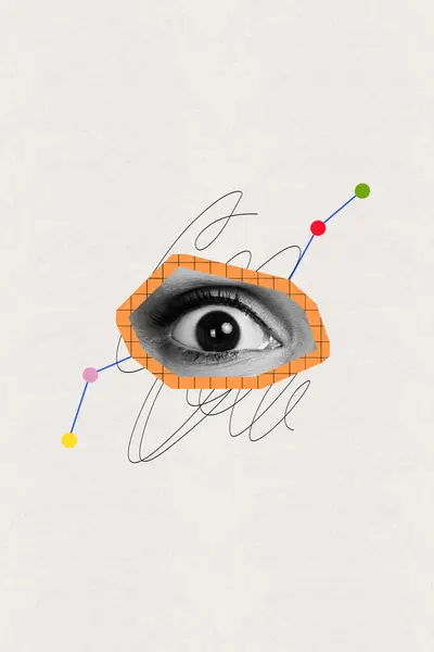 Colagem Imagem Cartaz Olho Humano Olhando Você Visão Exame Check — Fotografia de Stock