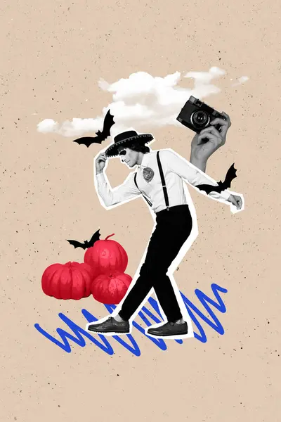 Вертикальний Колаж Чорно Білого Ефекту Маріачі Хлопець Танцює Велику Руку — стокове фото