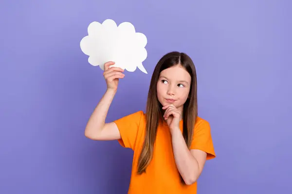 Πορτρέτο Του Αστεία Νεαρή Μαθήτρια Αφής Πηγούνι Απόφαση Ματιά Σύννεφο — Φωτογραφία Αρχείου