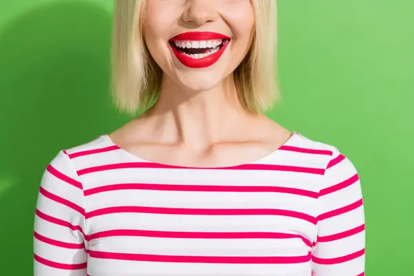 Cropped Photo Young Woman Smiling Open Mouth White Teeth Perfect — Stock Photo, Image