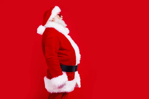 Profile Portrait Charismatic Aged Santa Claus New Year Empty Space — Stock Photo, Image