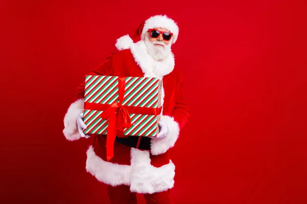 Πορτρέτο Του Είδους Ευχάριστη Santa Claus Λευκή Γενειάδα Κομψό Γυαλί — Φωτογραφία Αρχείου