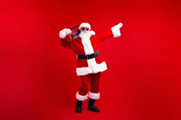 Foto Van Vrolijke Vrolijke Vrolijke Man Santa Claus Veel Plezier — Stockfoto