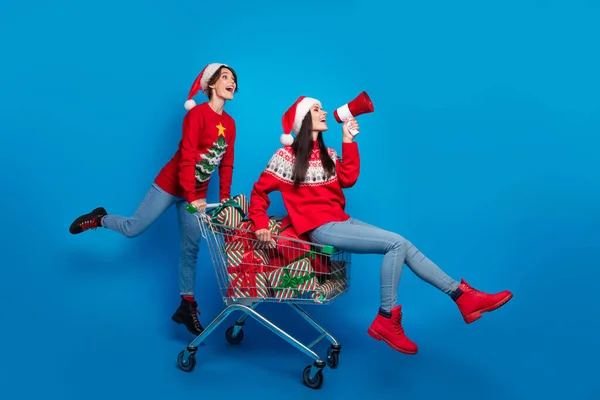 Heyecanlı Funta Elflerinin Uzun Bir Fotoğrafı Noel Baba Nın Süs — Stok fotoğraf