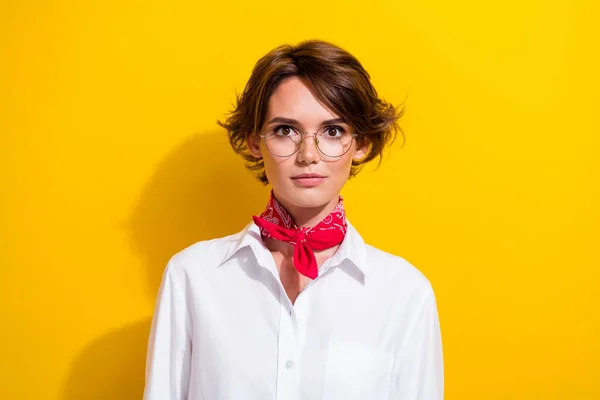 Portrait Confident Elegant Young Woman Wear Gucci Red Trendy Kerchief — Stock Photo, Image
