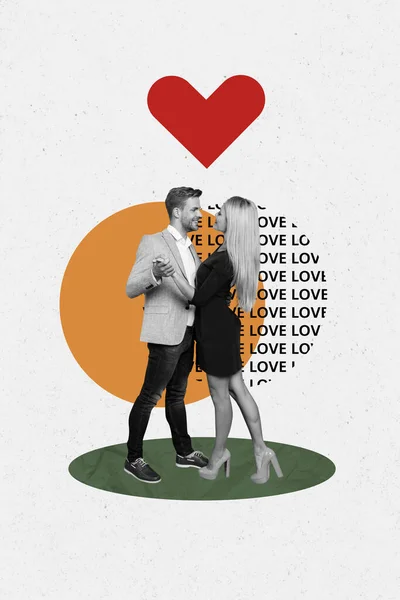 Vertical Image Collage Beautiful Young Lovely Couple Celebrating Holiday Valentine — Stock Photo, Image