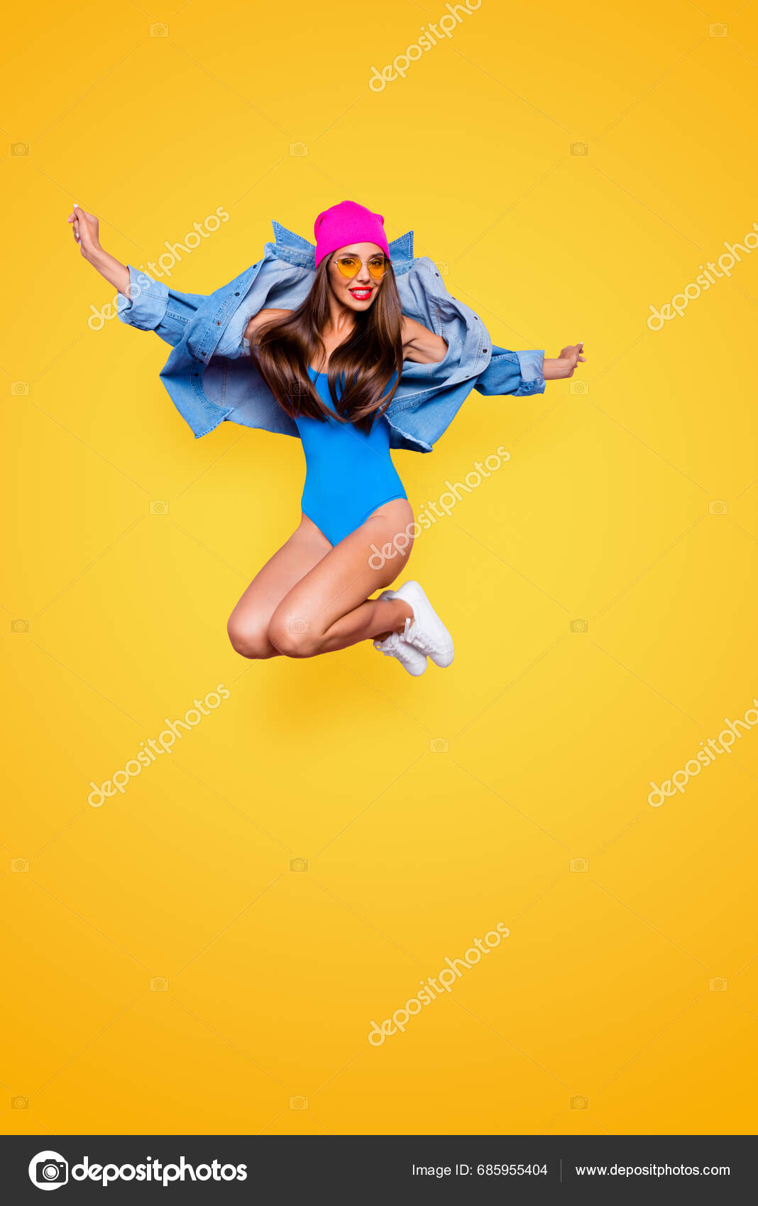 Vertical Full Body Length Size Studio Photo Portrait Attractive ...