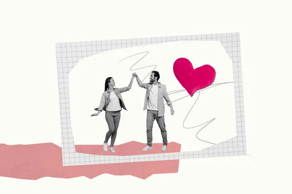 긍정적인 디스코의 크리에이 트렌드 콜라주 데이트 발렌타인 판타지 게시판 Zine — 스톡 사진