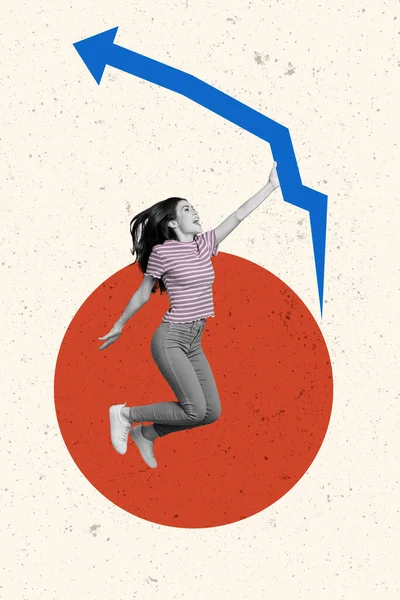 Poster Berpola Kreatif Kolase Poster Anak Panah Tangkapan Gadis Yang — Stok Foto