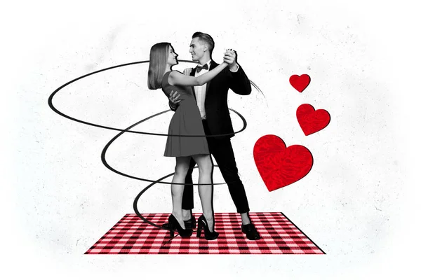 크리에이 포스터 콜라주 긍정적인 우아한 콘서트 데이트 발렌타인 판타지 게시판 — 스톡 사진