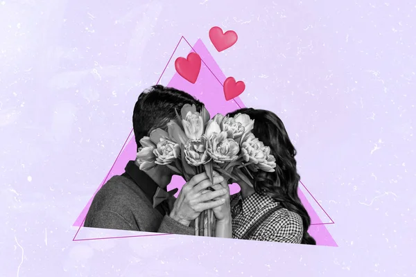 배우자의 포스터 이미지 콜라주 닫습니다 그들의 달콤한 발렌타인 — 스톡 사진