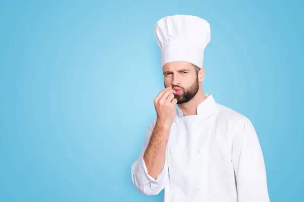 Portrait Copy Space Empty Place Advertisement Product Handsome Chef Cook — Stock Photo, Image