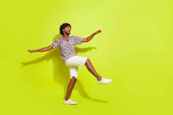 Full Length Photo Nice Young Man Dance Energetic Have Fun — Stock Photo, Image