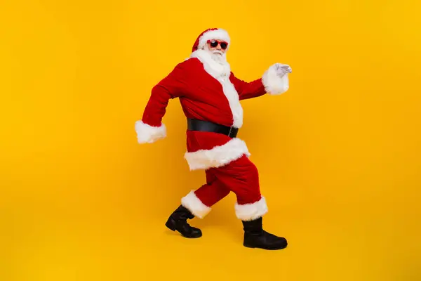 Full Size Profil Portrét Excentrický Starý Santa Claus Záludné Chůze — Stock fotografie