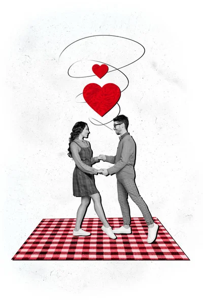 복고풍 스케치의 콜라주 이미지 긍정적인 데이트 발렌타인 판타지 게시판 Zine — 스톡 사진