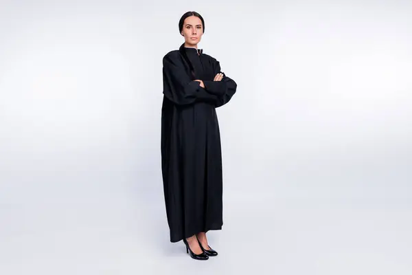 Full Size Photo Serious Woman Attorney Judge Crossed Arms Wear — Stock Photo, Image