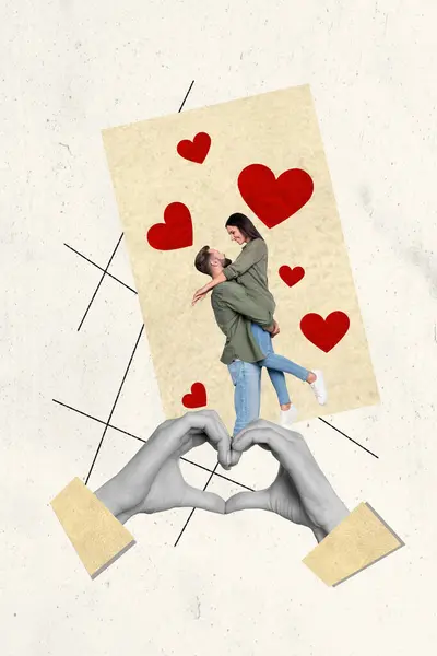 크리에이 템플릿 콜라주 긍정적인 제스처 데이트 발렌타인 판타지 게시판 Zine — 스톡 사진
