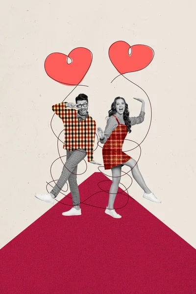 Verticaal Beeld Collage Poster Van Gelukkig Vrouw Echtgenoot Paar Veel — Stockfoto