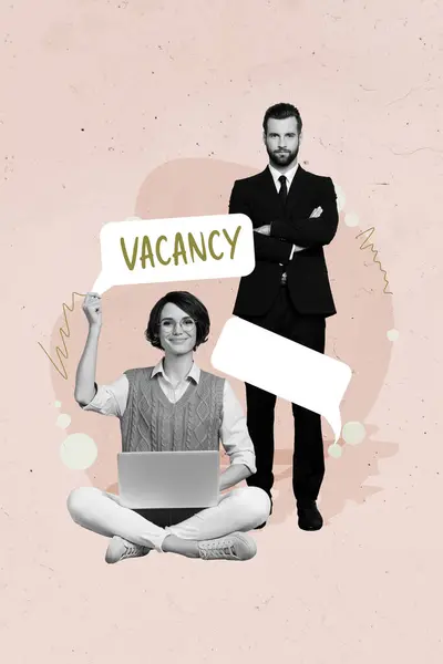 Collage Composite Image Image Recruteur Vacance Embauche Annoncer Travail Entreprise — Photo