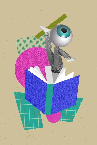 Collage Tendencia Creativa Mano Mantenga Lectura Libro Piernas Globo Ocular —  Fotos de Stock