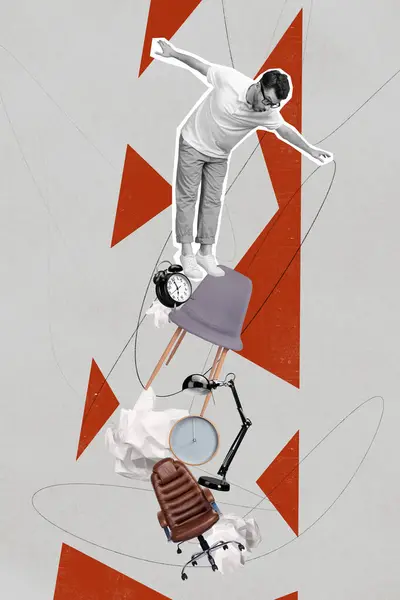 Вертикальный Плакат Коллажа Черный Белый Фильтр Напряженный Депрессивный Расстроенный Молодой — стоковое фото