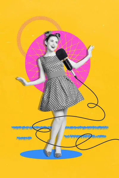 Verticale Creatieve Poster Collage Brochure Jong Mooi Meisje Kraag Jurk — Stockfoto