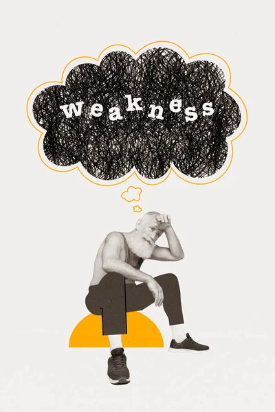 Vertical Collage Creative Poster Monochrome Effect Old Weakness Mind Bubble — Stock Photo, Image