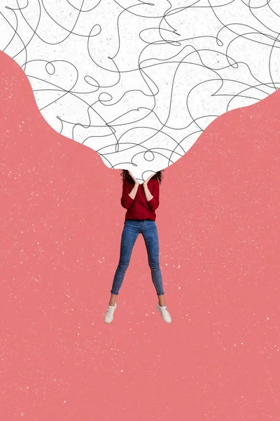 Vertical Criativo Colagem Cartaz Jovem Menina Psicologia Questões Mentais Terapia — Fotografia de Stock