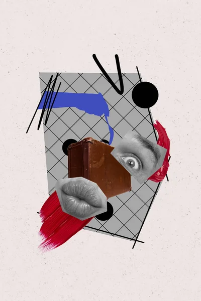 Vertikale Des Chaos Illustration Collage Von Absurden Mann Dicken Lippen — Stockfoto