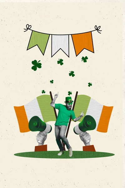 Collage Estandarte Imagen Danza Alegre Hombre Mediana Edad Celebrar Ireland —  Fotos de Stock