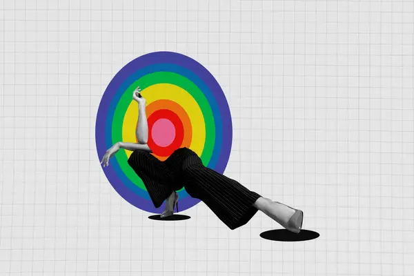 Kreativ Collage Bild Illustration Monochrom Wirkung Halb Körper Mensch Pose — Stockfoto