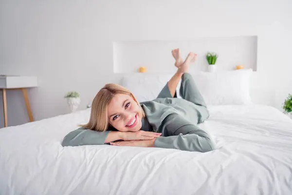 Close Photo Spend Weekend Rest Time Blonde Hair Smiling Cute — Stock Photo, Image