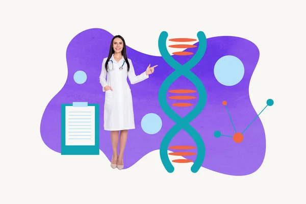 Bağışıklık Bilimi Nin Yaratıcı Poster Kolajı Dna Doktoru Kadın Hastalıkları — Stok fotoğraf