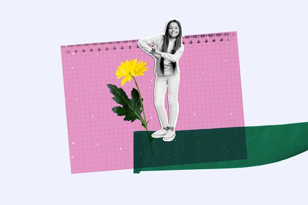Artwork Collage Funky Teenage Pige Dans Når Den Modtages Gul - Stock-foto