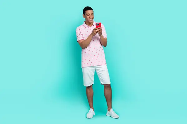 Pleine Taille Photo Smart Positive Gars Habillé Casual Polo Short — Photo