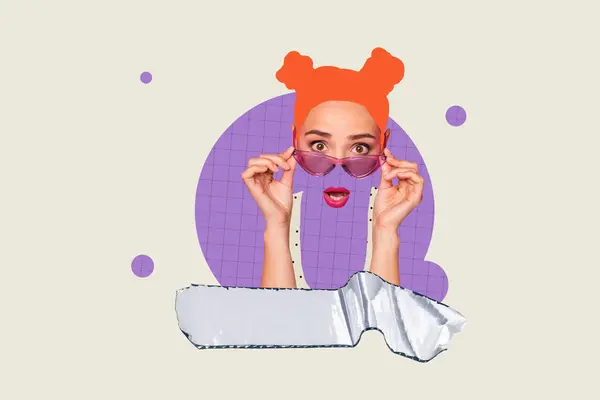 Kreative Personage Collage Kunstwerk Der Jungen Ingwermädchen Roten Haaren Brötchen — Stockfoto