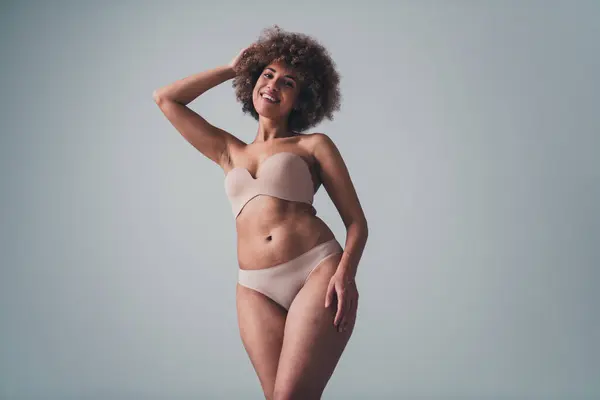 Unretouched Photo Body Positive Girl Belly Curves Self Accept Isolated — Stock Photo, Image