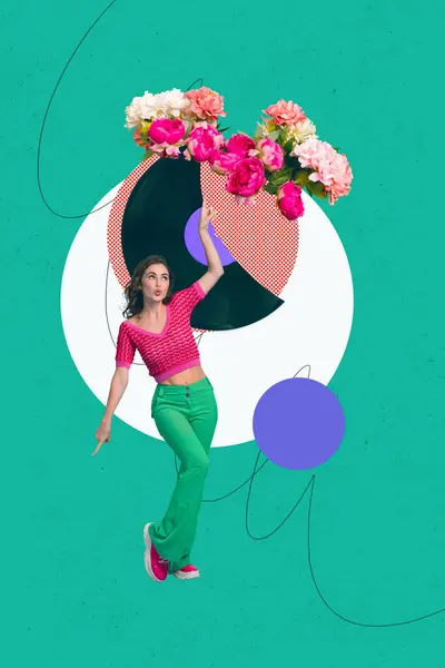 Foto Colagem Composto Tendência Arte Esboço Imagem Jovem Dançarina Senhora — Fotografia de Stock