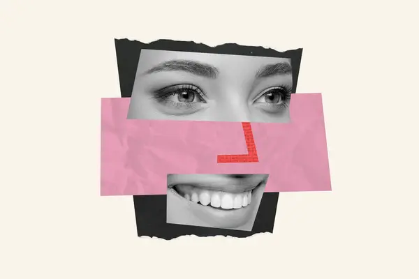 Collage Fotos Compuesto Partes Una Mujer Cara Maquillaje Ojos Pestañas — Foto de Stock