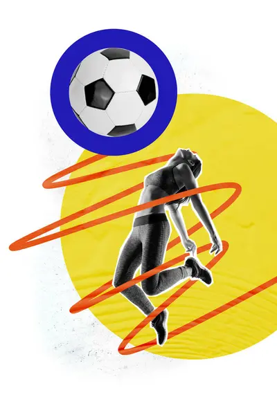 Gráficos Verticales Collage Imagen Chica Atleta Jugador Cansado Cinta Fútbol —  Fotos de Stock