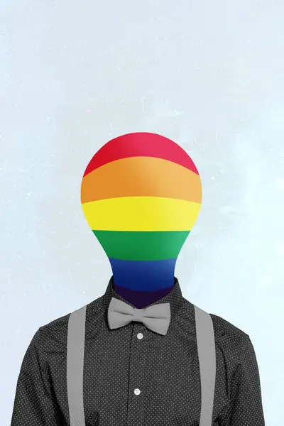 Vertical Creative Collage Headless Person Gentleman Suit Lgbt Flag Symbol — Stock fotografie