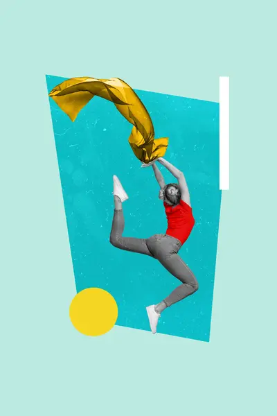 Verticale Creativo Foto Collage Giovane Donna Ginnasta Ballerina Balletto Stile — Foto Stock